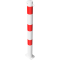 Barrier posts | Steel tube  76 x 2,6 mm | stationary, to be fixed by plugs | hot-dip galvanized and white coated withthree red reflecting stripes | with 2 eyelets
